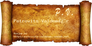 Petrovits Valdemár névjegykártya